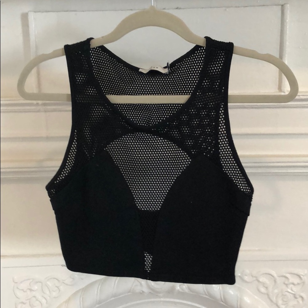 Black mesh crop top
